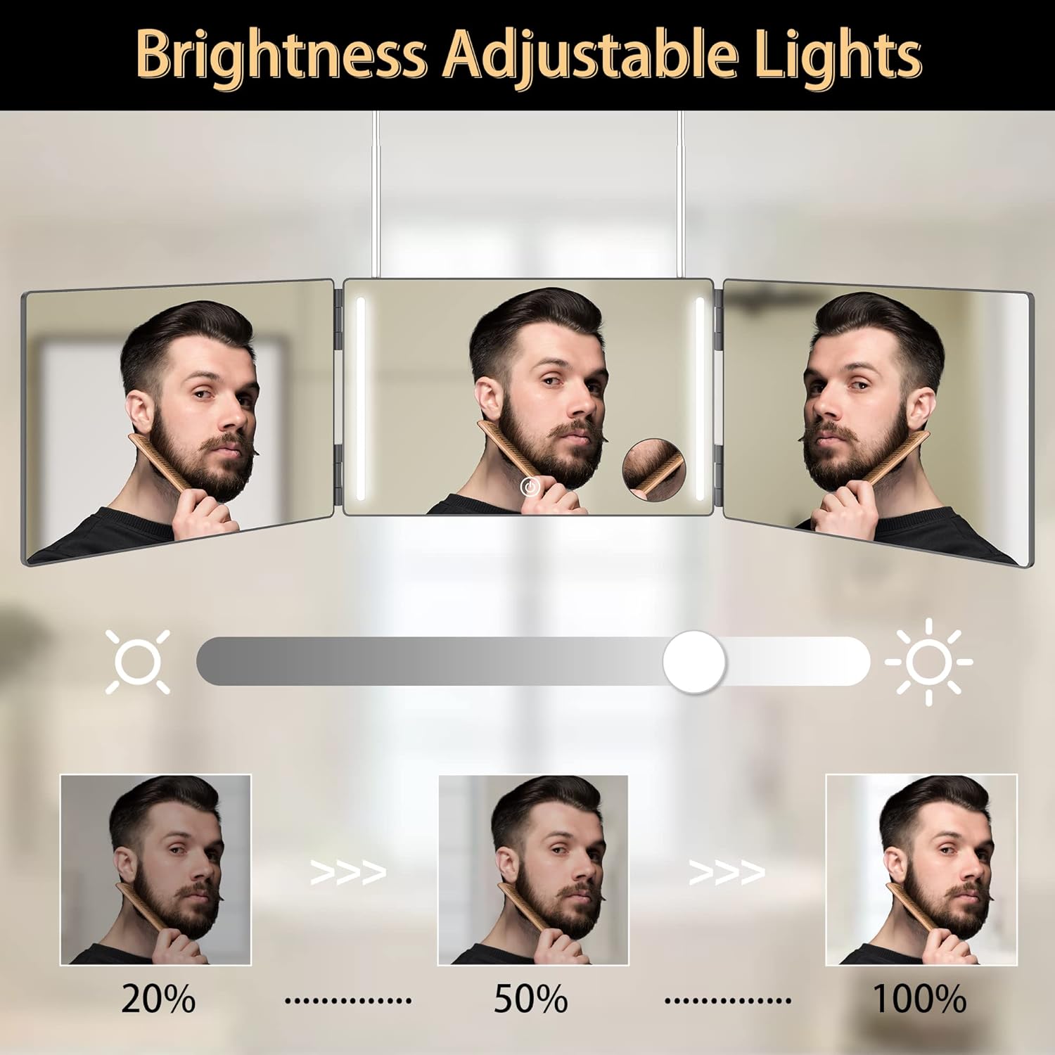 3 Way Mirror for Self Hair Cutting, Barber Mirrors, 3 Sided Makeup Mirror -360 Trifold 3 Way Mirror for Self Hair Cutting, Barber Mirrors, 3 Sided Makeup Mirror -360 Trifold
